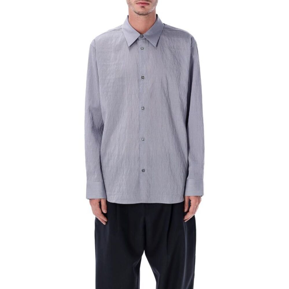 STUDIO NICHOLSON Men's Classic Striped Button-Up Shirt Men LILAC STRIPE Shirts